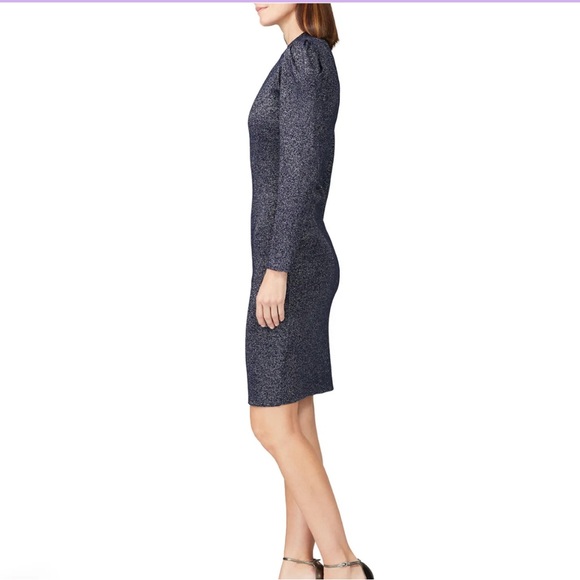 SACHIN & BABI Metallic Blue Long Sleeve Knee Length Occassion Dress Womens Small - Picture 4 of 12